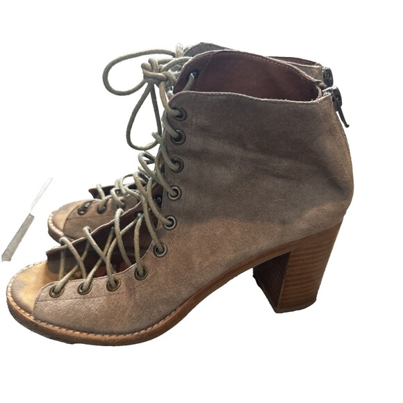 Jeffrey Campbell Cors Suede Gladiator Lace Up Bootie 7.5 Peep Toe - Picture 3 of 11